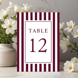  Elegant Striped Burgundy Wedding Bordsnummer