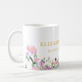 Elegant Striped Floral Beauty Artist Hair and Make Kaffemugg