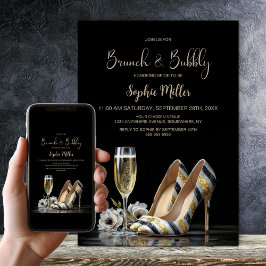 Elegant Striped High Heel Shoes Brunch and Bubbly Inbjudningar