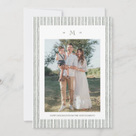 Elegant Striped Linen Custom Photo Holiday Card Inbjudningar