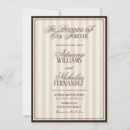 Elegant Striped Vintage Ivory Wedding Inbjudningar