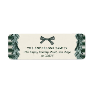 Elegant Stripes Christmas Garland Return Address Returadress Etikett