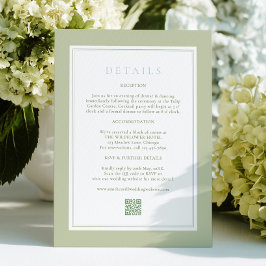 Elegant Stripes Sage Wedding Details Card Tilläggskort