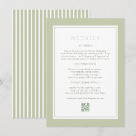 Elegant Stripes Sage Wedding Details Card Tilläggskort