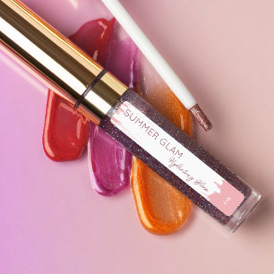 Elegant Stroke Lip Gloss Cosmetic Rosa Label Klistermärke
