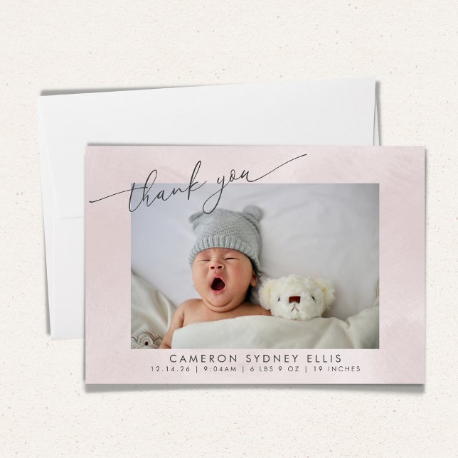 Elegant  Struktur Baby Birth Two Photo Tack Kort (Skapare uppladdad)