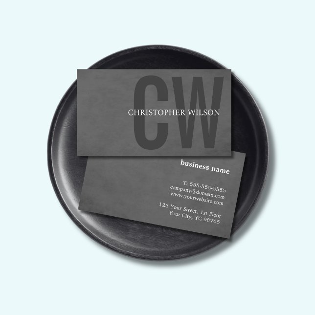 Elegant Struktur Grått Monogramkonsult med fetstil Visitkort (Skapare uppladdad)