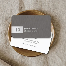 Elegant Struktur Grått Silver Monogram Attorney Visitkort