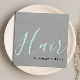 Elegant Struktur Grått-turkos Typografi Hair Fyrkantigt Visitkort