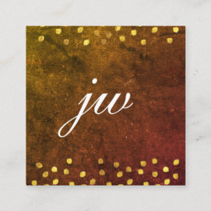 Elegant struktur med monogram för gyllene fläckar fyrkantigt visitkort