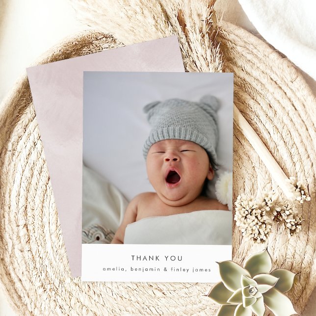 Elegant  Struktur - minimalt enkelt Baby-foto Tack Kort (Skapare uppladdad)