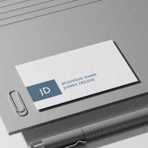 Elegant Struktur White Blue Monogram Attorney Visitkort
