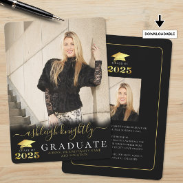 Elegant Student 2025 Black Guld Script 2-foton Meddelande