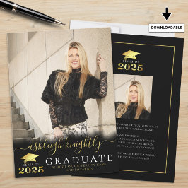 Elegant Student 2025 Black Guld Script 2-foton Meddelande