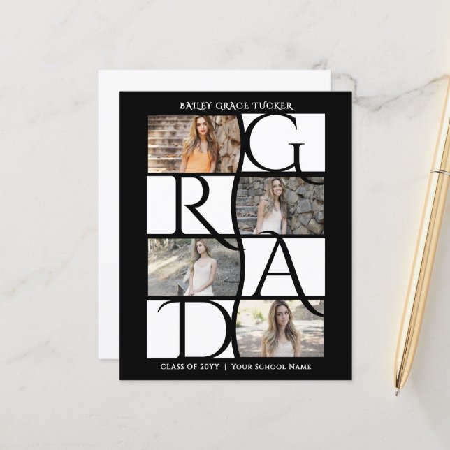 Elegant Student 5-fotosvart och vit Studenten (Fram/Back In Situ)