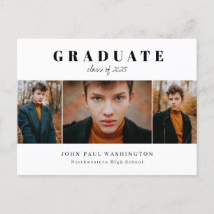 Elegant Student Modern Simple 3 Photo Studenten Meddelande Vykort
