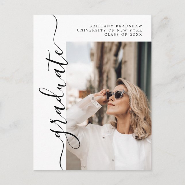 Elegant Student Namn, klassen Photo Studenten Vykort (Framsida)