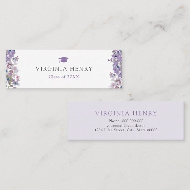 Elegant Student Namn-kort Mini Visitkort (Elegant Lilac Graduate Name Card by Painted Paperie
)