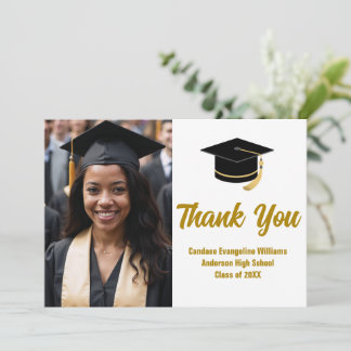Elegant Student Photo Anpassningsbar Guld Typograf Tack Kort