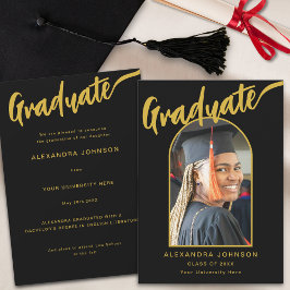 Elegant Student Photo Arch Black och Guld Meddelande
