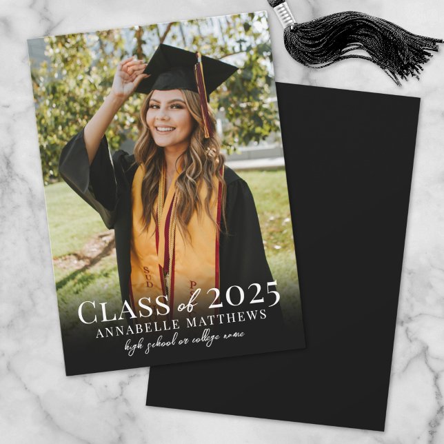 Elegant Student Simple Photo Studenten Meddelande (Elegant Graduate Simple Photo Graduation Announcement)