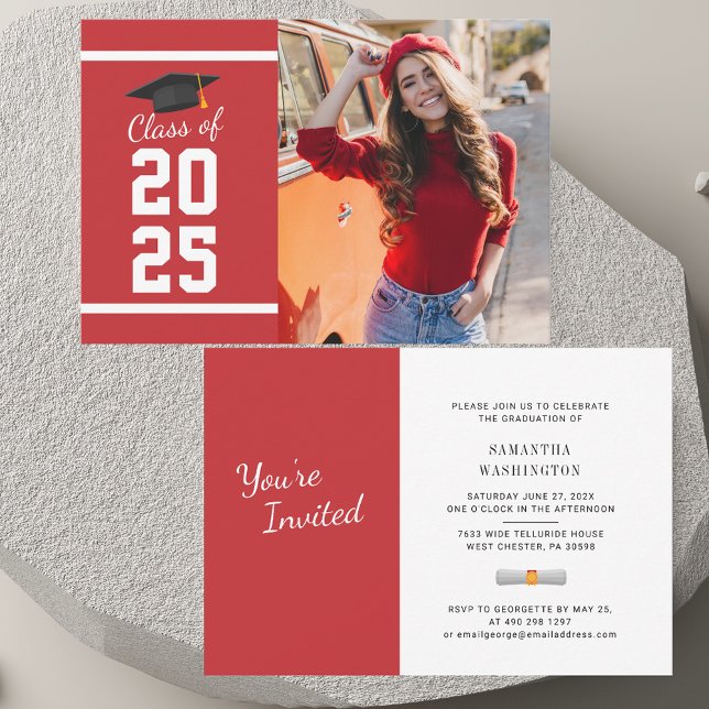 Elegant Studenten 2025 - inbjudan till fotoparti (2025 Graduation Photo Party Mini Invitation)