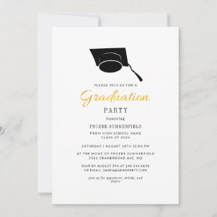 Elegant Studenten 2025 Typografi Grad Party Inbjudningar
