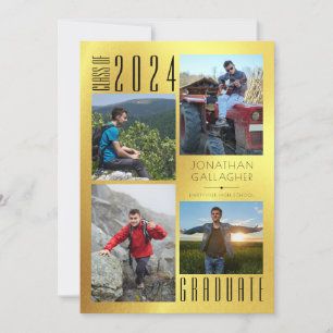 Elegant Studenten 4 Photo Faux Metallic Guld Meddelande
