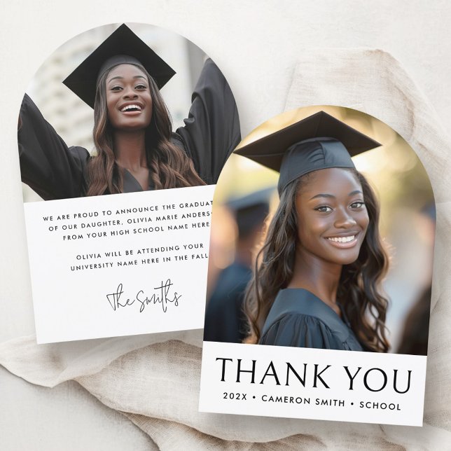 Elegant studenten fotomatta Tack för ditt kort (Elegant graduation photo arch Thank you card)