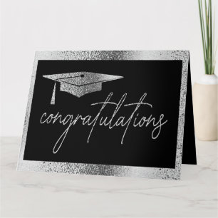 Elegant Studenten Grattis Faux Silver Kort