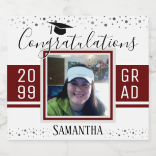 Elegant Studenten Grattis Photo Vin Ölflaska Etikett