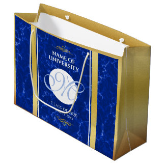 Elegant Studenten Monogram Blue Marble Gold Foil