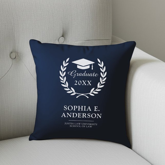 Elegant Studenten Namn & Year Keepsaknytten Blue Kudde (Skapare uppladdad)
