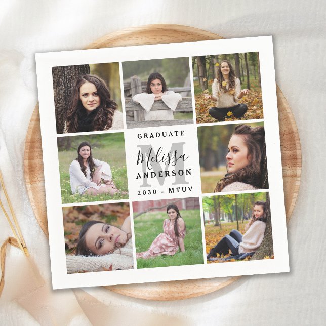 Elegant Studenten Personlig 8 Fotokollage Pappersservett (Skapare uppladdad)