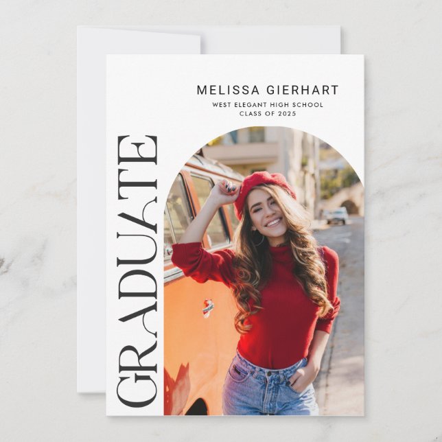Elegant Studenten Photo 2025 College Grad Meddelande (Framsida)