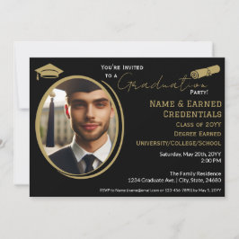 Elegant Studenten Photo Black Guld Cap, diplomat Meddelande
