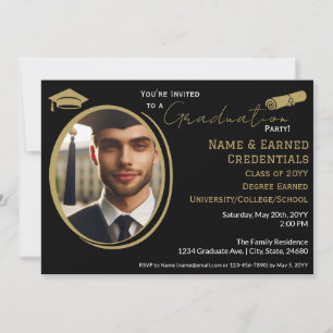 Elegant Studenten Photo Black Guld Cap, diplomat Meddelande