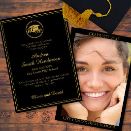 Elegant Studenten Photo Black-meddelande Inbjudningar