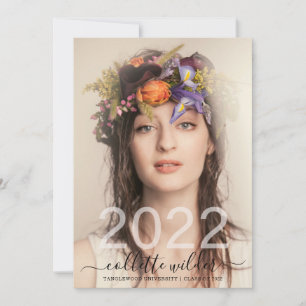Elegant Studenten Photo Blommigt Class of 2022 Inbjudningar