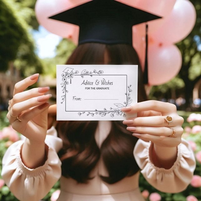 Elegant Studenten Svarta och vita Blommigten Gräns Tilläggskort (Skapare uppladdad)
