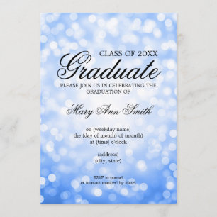 Elegant Studentfest Blue Glitter Ljus Inbjudningar