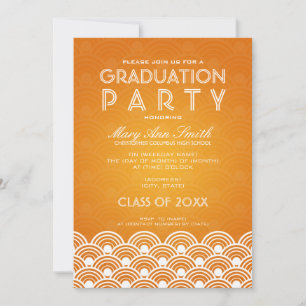 Elegant Studentfest Scallop-Orange Inbjudningar