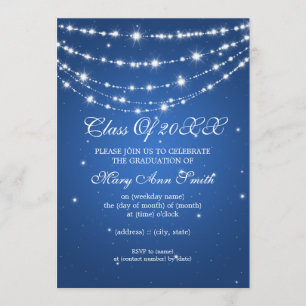 Elegant Studentfest Sparkling Chain Blue Inbjudningar