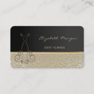 Elegant Stylig Chic, Damask, Svart, Klänning Visitkort