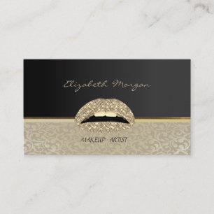 Elegant Stylish Chic, Damask, Svart, Läppar Visitkort