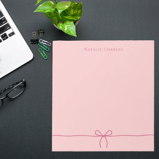 Elegant Stylish Cute Pink Bow Professional Anteckningsblock