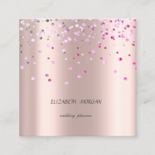 Elegant Stylish Enkel, Konfetti Rosa Guld Fyrkantigt Visitkort