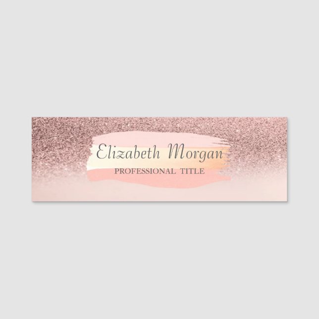Elegant, Stylish, Glitter Bokeh, Penseldrag Namnbricka (Framsida)