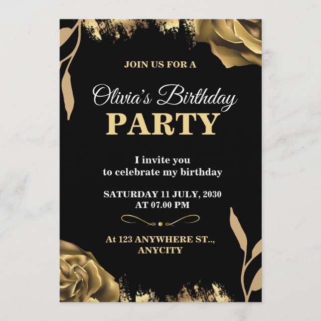 Elegant & Stylish Party Card – CUSTOMIZABLE CARD.  Inbjudningar (Framsida)