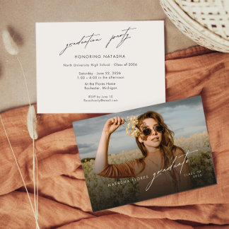 Elegant Stylish Photo Graduation Party Invitation Inbjudningar